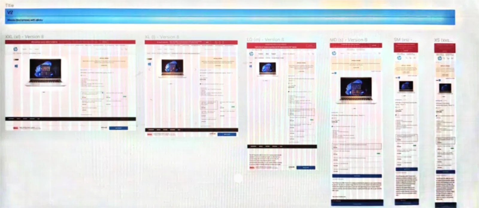 Computer configurator concept across six breakpoints, from XXL to XS