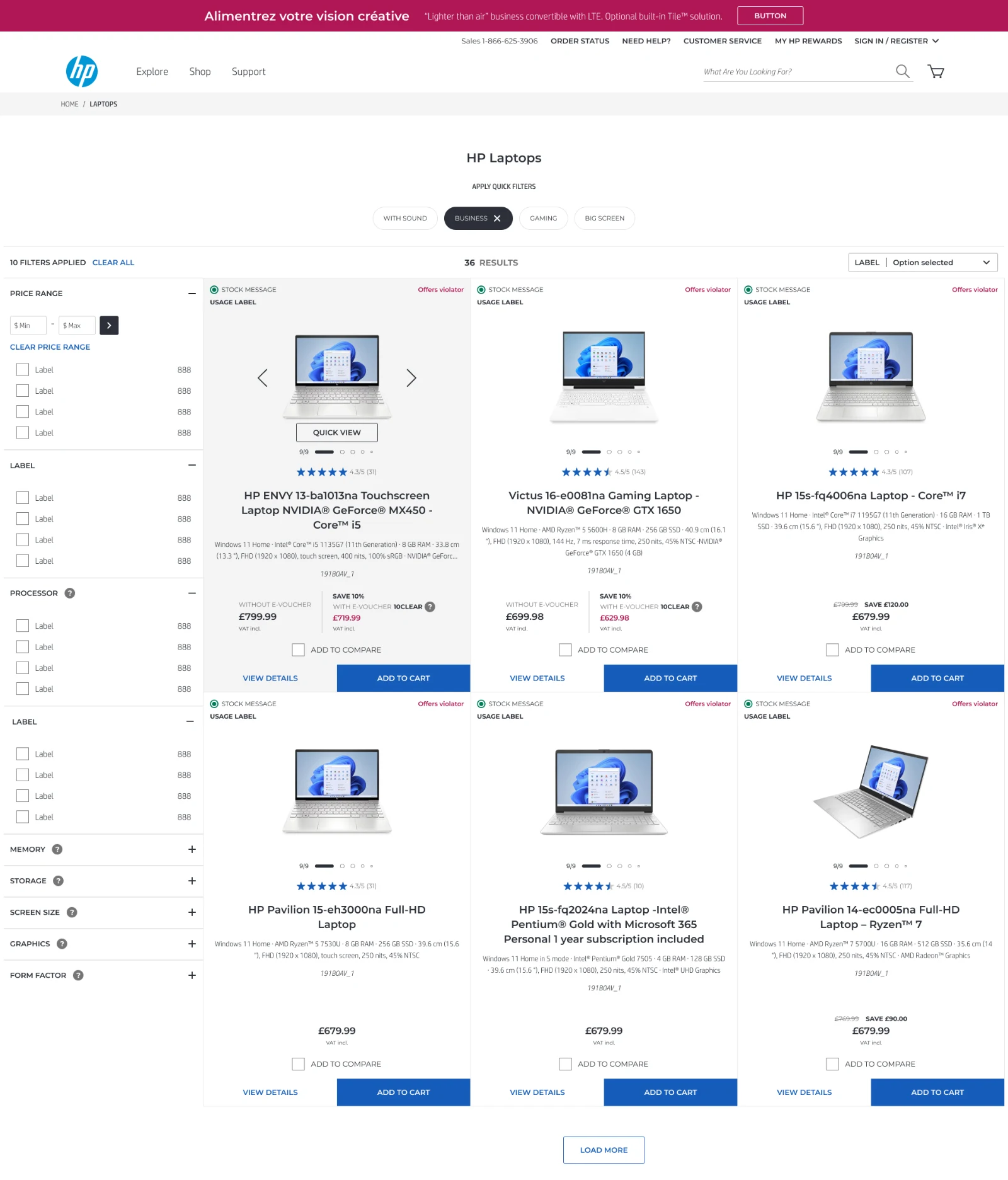 Listing exploration showing quick view entry points