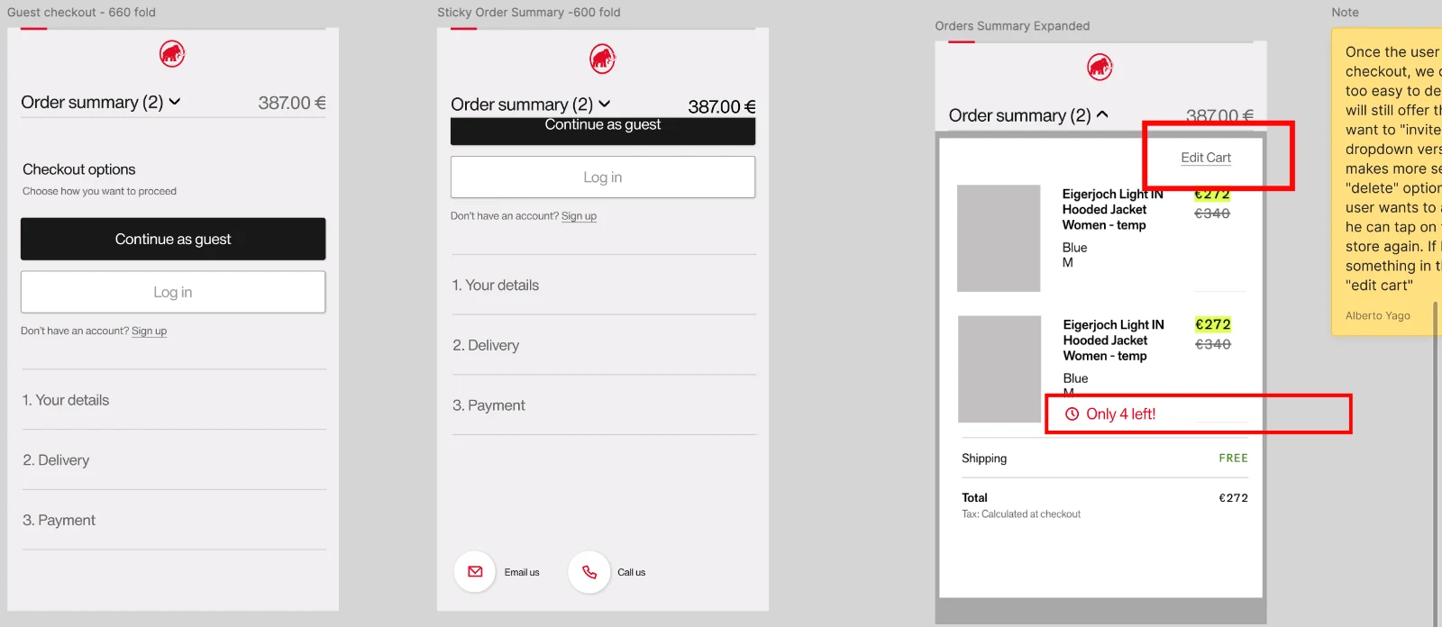 Mobile order summary: collapsed, sticky and expanded without leaving checkout