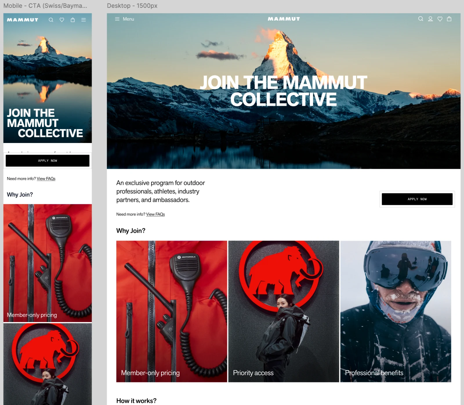 Final Mammut Collective landing page on mobile and desktop